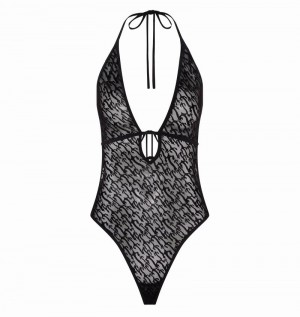 Body Trapstar Jacquard Mesh Halterneck Mujer Negros | BIHZWR-051