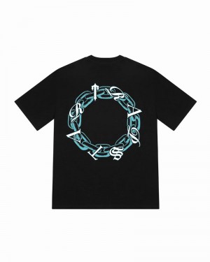Camiseta Trapstar Chain Script Tee Hombre Negros Turquesa | ZOBWEY-209