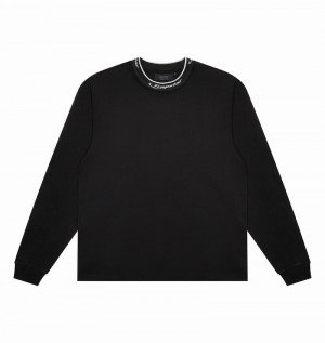 Camiseta Trapstar Hyperdrive Collar LS Top Hombre Negros Blancos | QVLJME-301