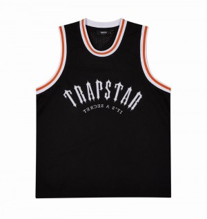 Camiseta Trapstar Irongate Arch Basketball Vest Hombre Negros Blancos Naranjas | QVCOMH-851