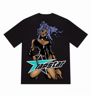 Camiseta Trapstar Rockstar Tee Hombre Negros | DTYJCS-579