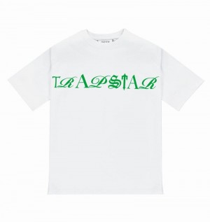 Camiseta Trapstar Script Tee Hombre Blancos Verdes | YXRBTJ-530