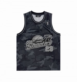 Camiseta Trapstar Shooters SS23 Basketball Vest Hombre Negros Camuflados | FNTYCV-045