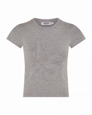 Camiseta Trapstar TS-Star Applique Baby Tee Mujer Grises | YVWXGO-564