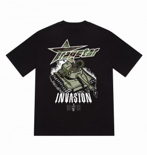 Camiseta Trapstar Trap Invasion Tee Hombre Negros | WSAUGP-074