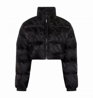 Chamarras Trapstar Cropped T Jacquard Puffer Mujer Negros | NHJOZG-463