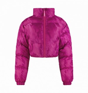 Chamarras Trapstar Cropped T Jacquard Puffer Mujer Fucsia Rosas | VESCHQ-437