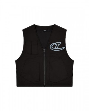 Chamarras Trapstar Hyperdrive Pocket Vest Hombre Negros | XAGUFZ-087