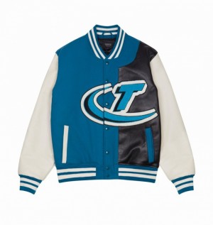 Chamarras Trapstar Hyperdrive T Chenille Varsity Hombre Azules Negros | YLUXVW-084