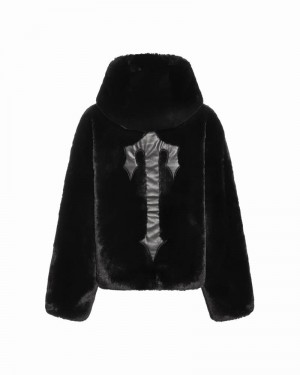 Chamarras Trapstar Irongate T Oversized Fur Coat Mujer Negros | SQLYJM-245