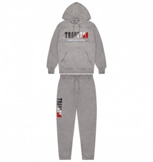 Chandals Trapstar Chenille Decoded 2.0 Encapuchado Hombre Grises Rojos | TAQRMK-126