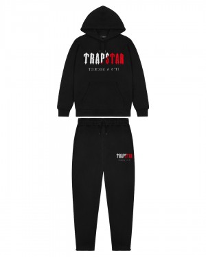 Chandals Trapstar Decoded Chenille Encapuchado Hombre Negros Rojos | CAFHON-105