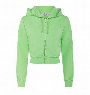 Chandals Trapstar Irongate Cropped Batwing Zip Hoodie Mujer Verdes | BOZAVR-053