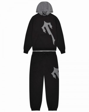 Chandals Trapstar Irongate T Hood Hombre Negros Grises | CLJBMG-210