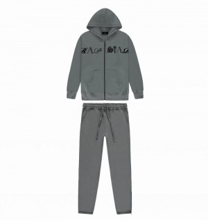 Chandals Trapstar Script Zip Hoodie Hombre Grises | RZLDEH-608