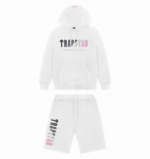 Conjuntos Trapstar Decoded Encapuchado Corta Hombre Blancos Rosas | RDCSXN-426