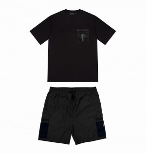 Conjuntos Trapstar Irongate Mesh Pocket Corta Hombre Negros Blancos | VXQYBI-498