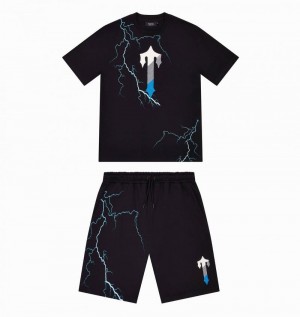 Conjuntos Trapstar Irongate T Lightning Shorts Hombre Negros | MIEHPJ-392
