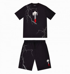 Conjuntos Trapstar Irongate T Lightning Shorts Hombre Negros | IMBADT-476