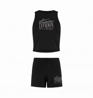 Conjuntos Trapstar London Chenille Corta Mujer Negros | DYNECI-876