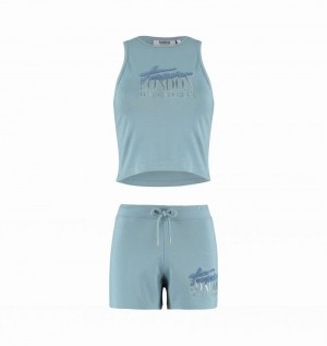 Conjuntos Trapstar London Chenille Corta Mujer Azules | EMDJCU-702