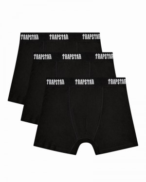 Ropa Interior Trapstar 3 Pack Boxer Corta Hombre Negros | HNXVTG-906