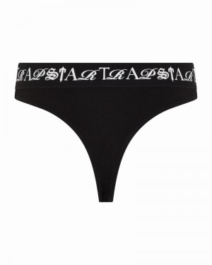 Ropa Interior Trapstar Script Tanga Mujer Negros Blancos | SODUIT-712