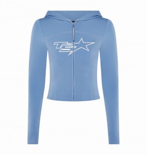 Sudadera con Capucha Trapstar TS-Star Zip Top Mujer Azules | DLORFY-983