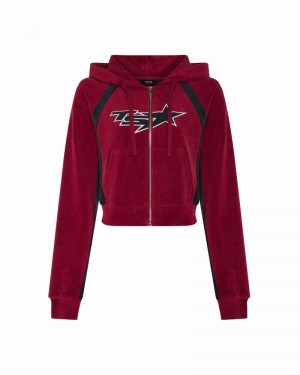 Sudadera con Capucha Trapstar TS- Star Contrast Panel Velour Mujer Vino | FWCUQT-287