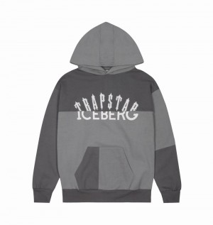 Sudadera con Capucha Trapstar x Iceberg Deconstructed Two Logo Hombre Grises | VKFACH-270