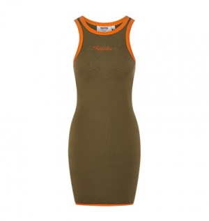 Vestido Trapstar Contrast Racer Mujer Kaki Naranjas | NWBIKA-798