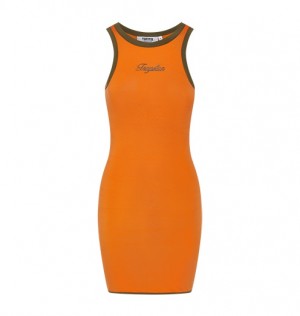Vestido Trapstar Contrast Racer Mujer Naranjas Kaki | DZWCTO-247