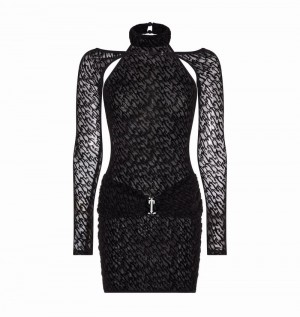 Vestido Trapstar Jacquard Mesh Mujer Negros | ORHLXZ-915